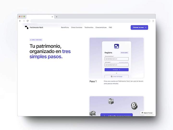 Cover image for Patrimonio Fácil: Website Design & Framer Development