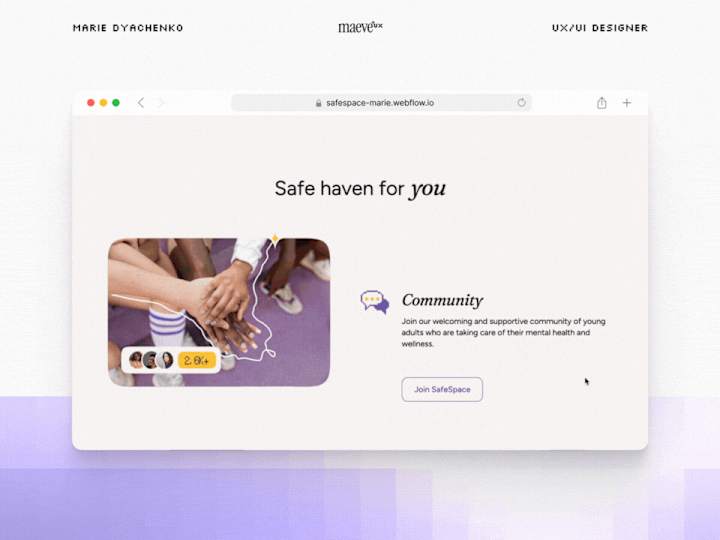 Cover image for SafeSpace –– Website in Webflow