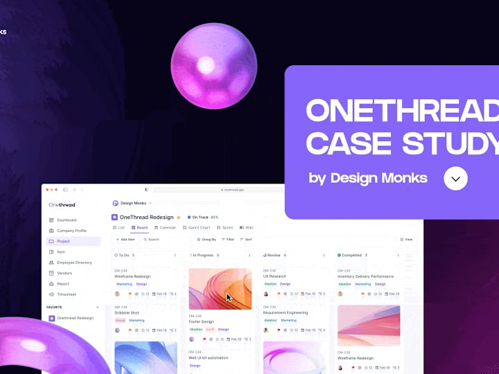 Cover image for Project Management Web App Redesign : OneThread
