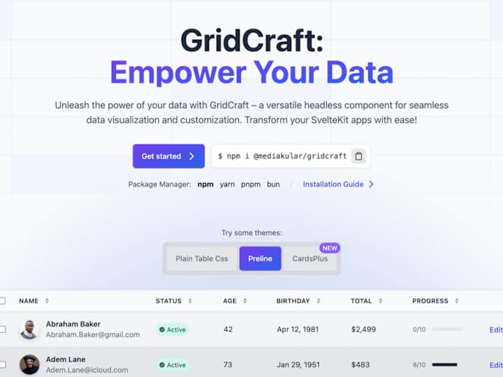 Cover image for GridCraft | UI Design + Component Development