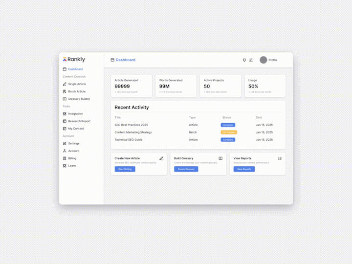 Cover image for Rankly: SaaS Dashboard