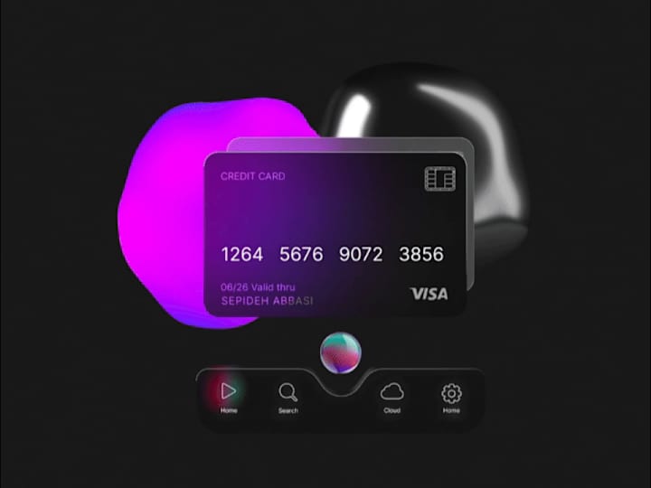 Cover image for 3D Interactive Tab Bar + Credit Cards ✧Spline✧