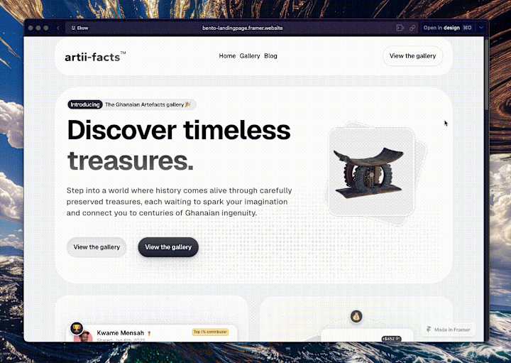 Cover image for Artifacts Bento landing page 