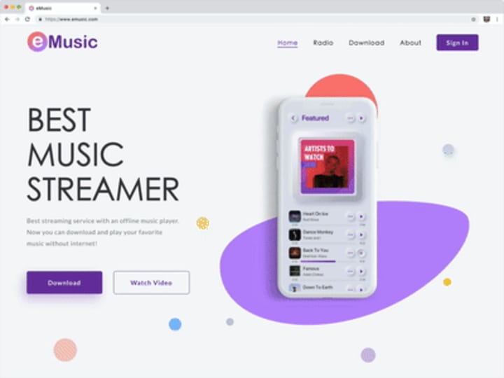 Cover image for eMusic - Mobile app and Landing page