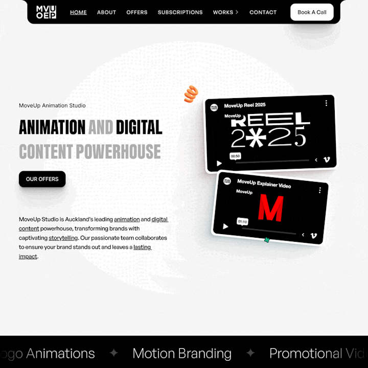 Cover image for MoveUp Animation Studio: Wix to Framer Website Development