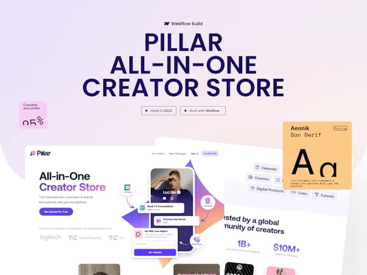 Cover image for Creative Webflow Website for (Pillar: All-In-One Creator Store)