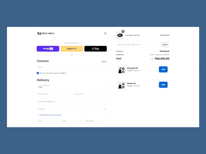 Cover image for Iron Neck | Custom Theme, Scripts, Checkout Changes 