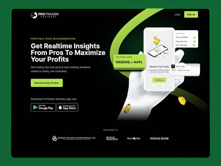 Cover image for Protrader Landing page and UIUX + webflow animation