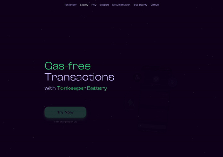 Cover image for Tonkeeper Battery Landing Page – Crypto Wallet New Feature