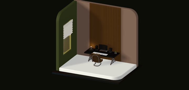 Cover image for 3D Isometric Home Office Modeling