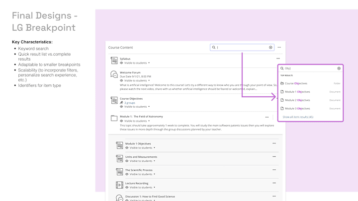 Cover image for Course Content LMS - Search Experience Redesign