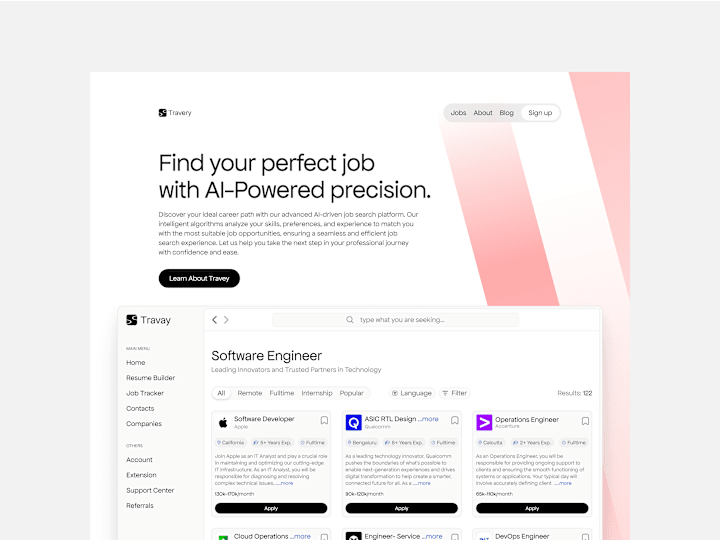 Cover image for Travay website Landing page design