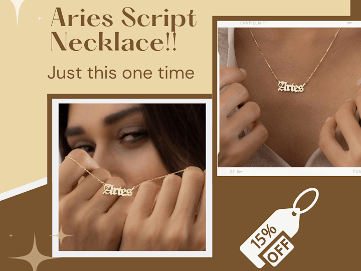 Cover image for Aries Script Necklace Ad