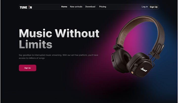 Cover image for Tune In: a platform for ad-free listening to music :: Behance