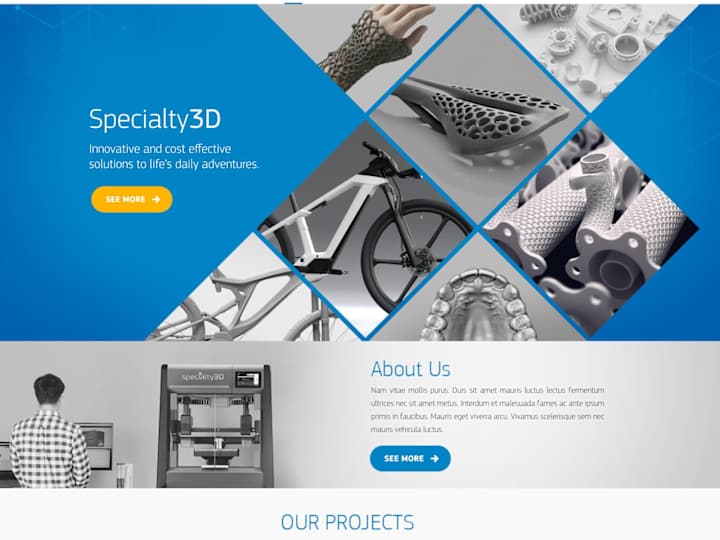 Cover image for Specialty 3D. Website design and WordPress development.