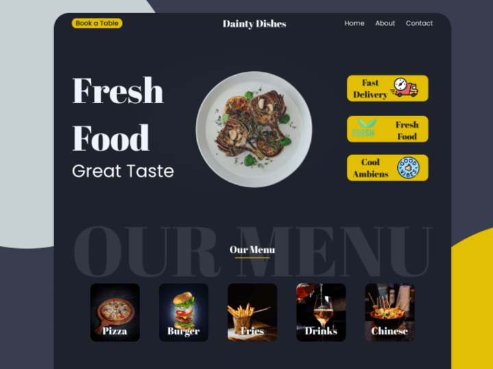 Cover image for Dainty Dishes || A Restaurant Website Design