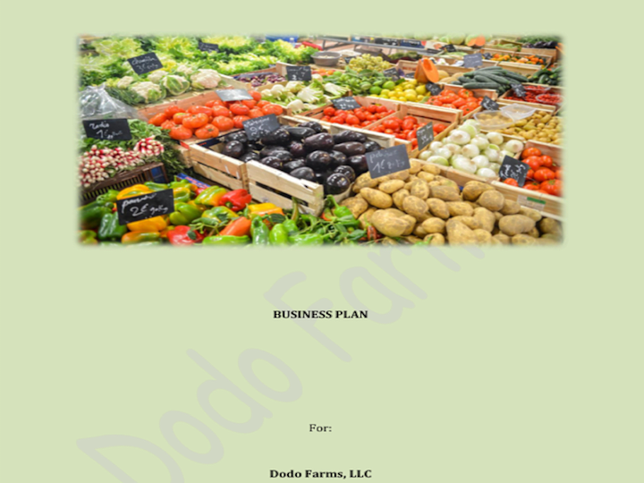 Cover image for Business Plan for Dodo Farms, LLC