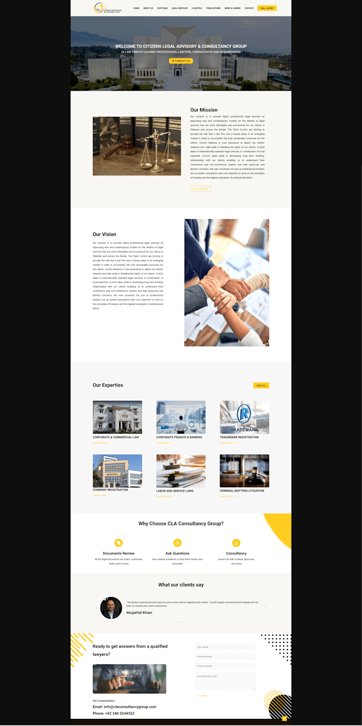 Cover image for Portfolio Website Development for Law Consultancy Firm