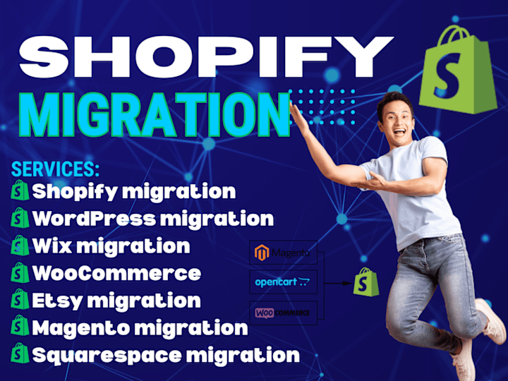 Cover image for i will do shopify wix woocommerce etsy squarespace migration