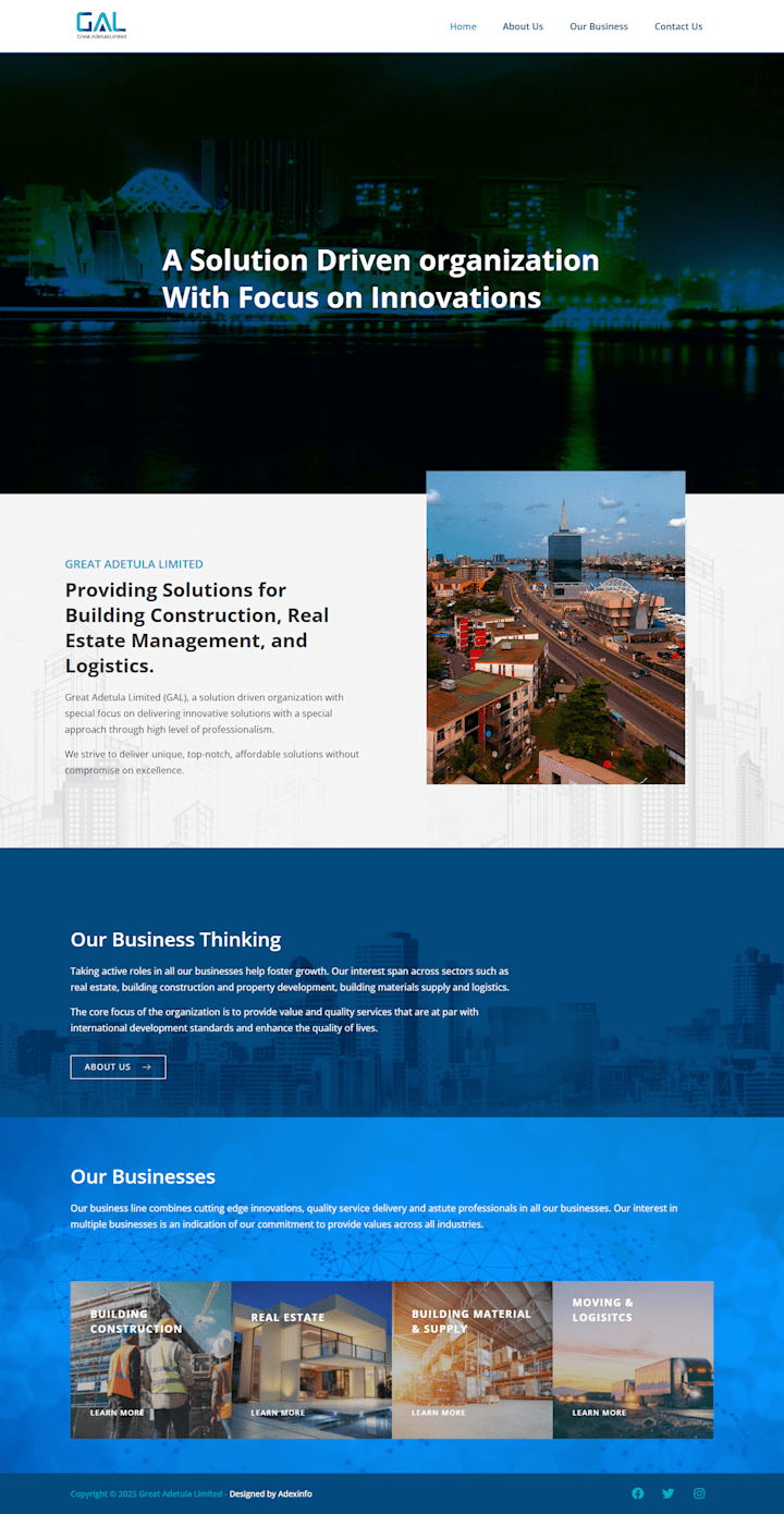 Cover image for Website Development for Great Adetula Limited