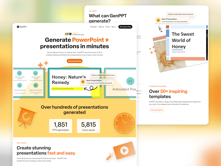 Cover image for GenPPT - Landing Page Design for AI Generation Platform