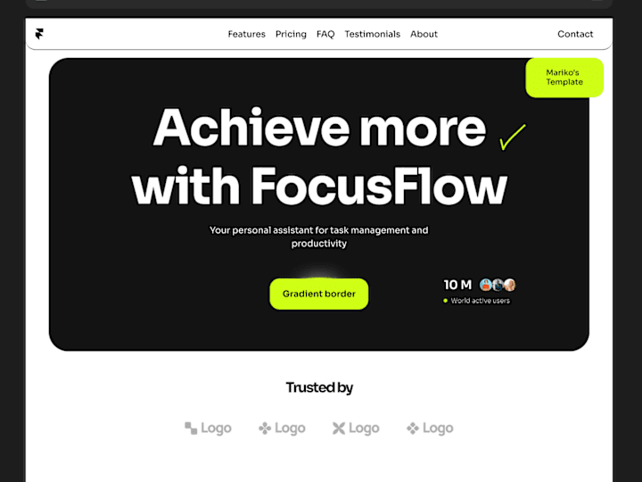 Cover image for FocusFlow SaaS website Template