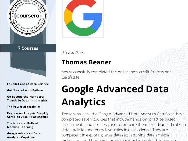 Cover image for Advanced Data
Analytics