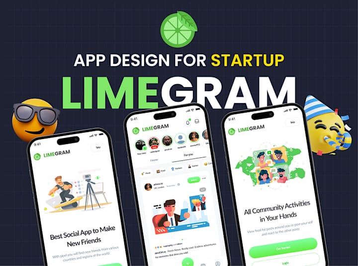 Cover image for 📱 Limegram - Social Media Mobile App Design 📸 💬 