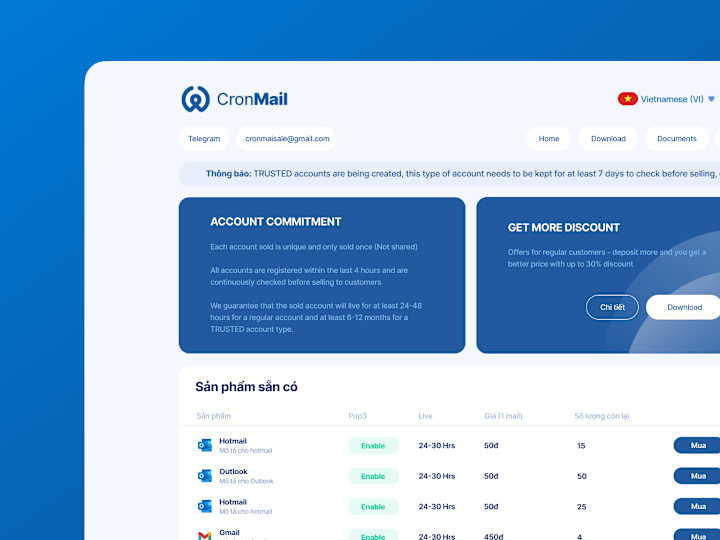 Cover image for CronMail - eCommerce-like system for selling email