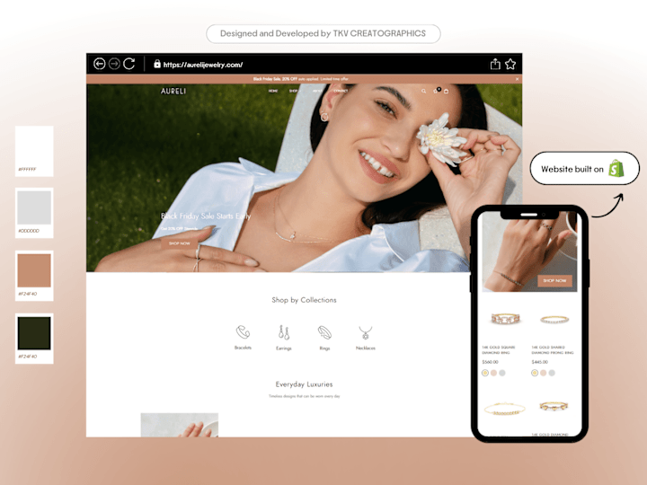Cover image for Aureli Jewelry Ecommerce website built on Shopify