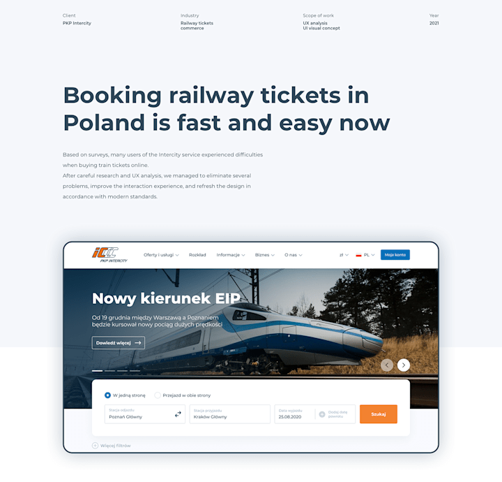 Cover image for Intercity - railway tickets booking service