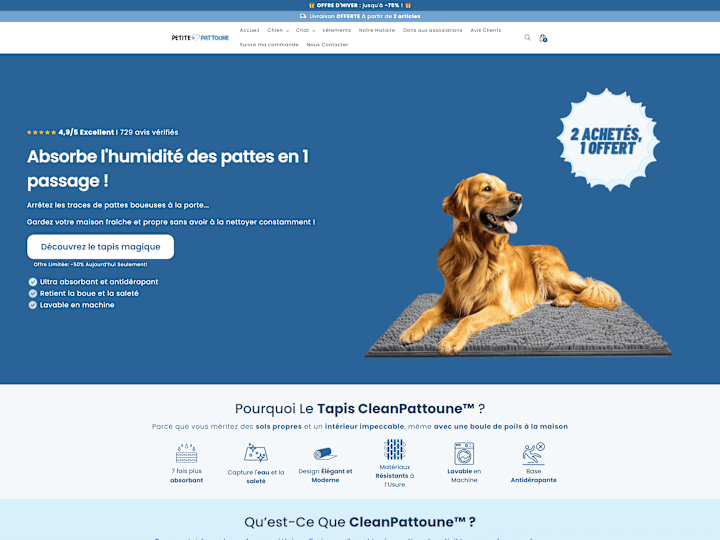 Cover image for Landing page for a French Pet brand 