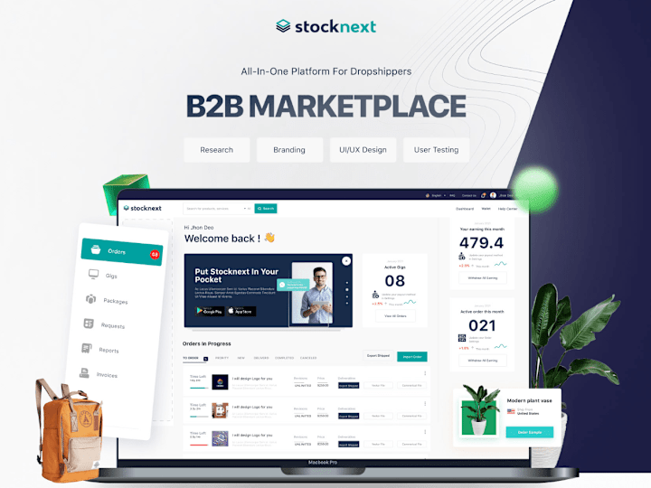 Cover image for StockNext | B2B Dropshipping product design