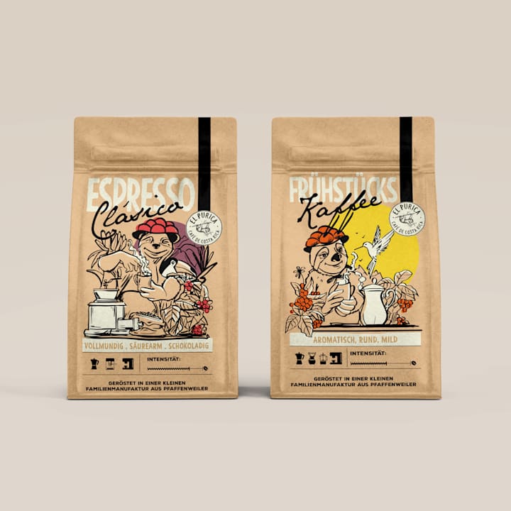 Cover image for Branding and Label Design Purica Specialty Café.