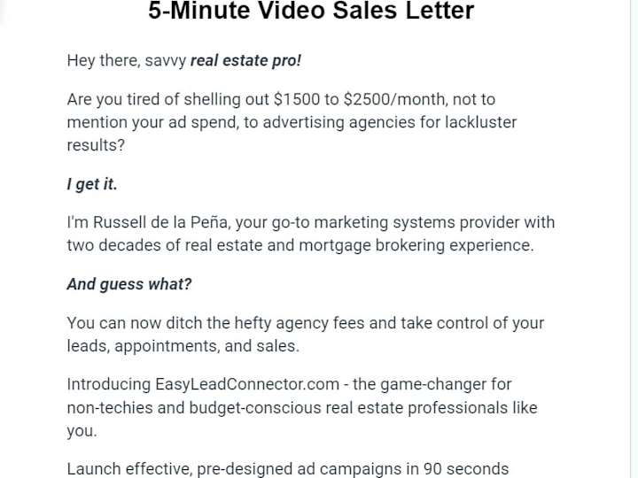 Cover image for Real Estate Ads, 1-Min Video Sales Letter Script.