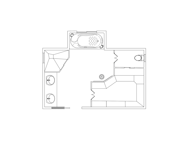 Cover image for 2d floor plan of a master bathroom.