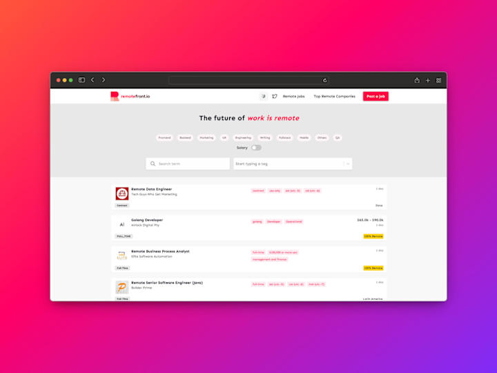 Cover image for Remotefront.io - Remote Job Aggregator