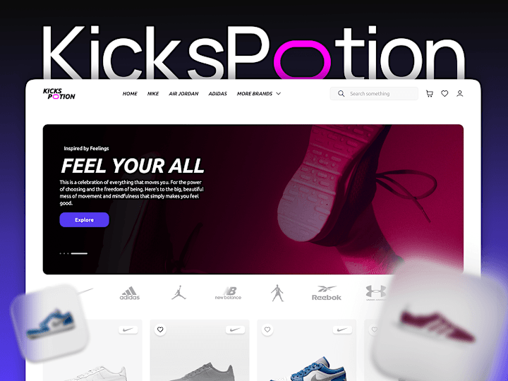 Cover image for KicksPotion | e-Commerce website design | Sneakers