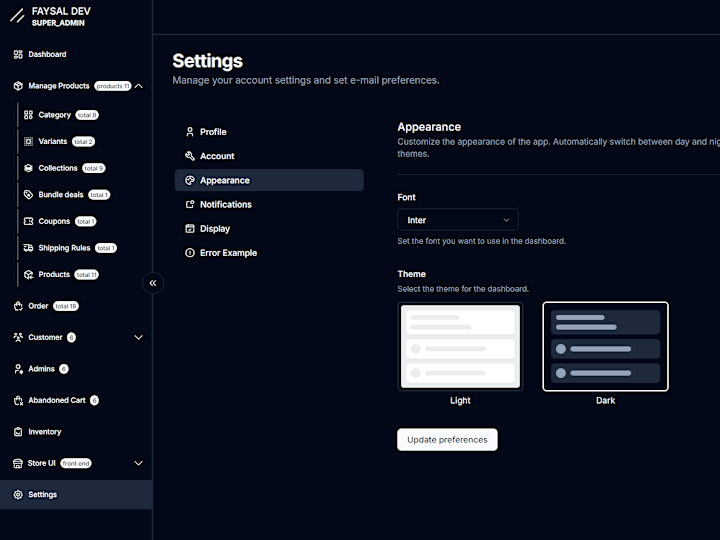 Cover image for E-Commerce Admin Dashboard