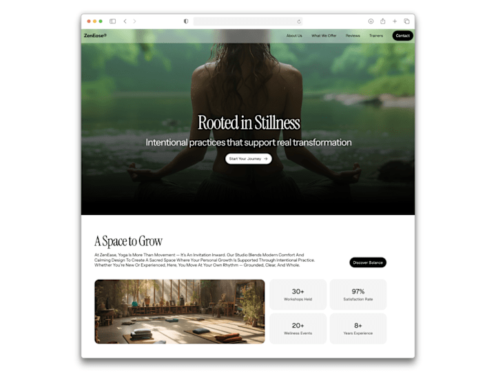 Cover image for ZenEase Yoga Studio Landing Page Design
