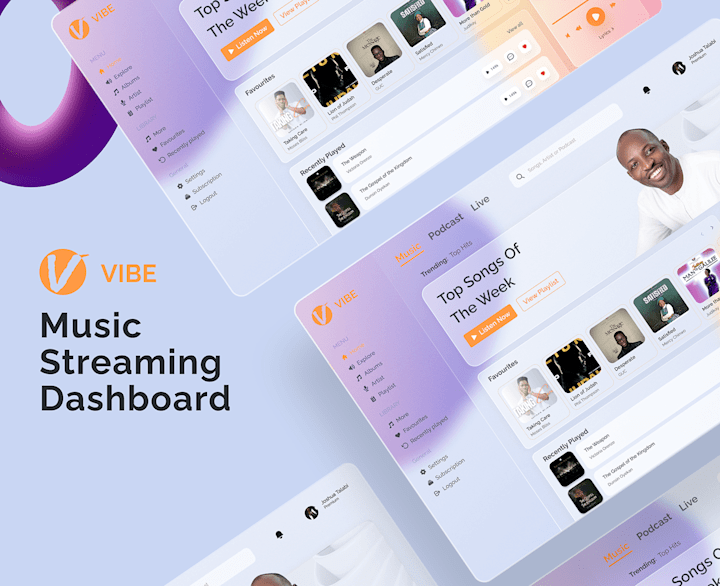 Cover image for Music streaming dashboard UI design | Images:: Behance