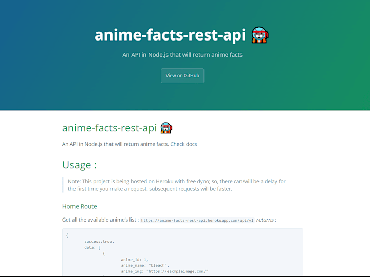 Cover image for Anime Facts Node API