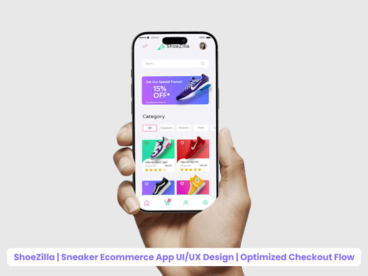 Cover image for ShoeZilla | Ecommerce App Design | Optimized Checkout Flow