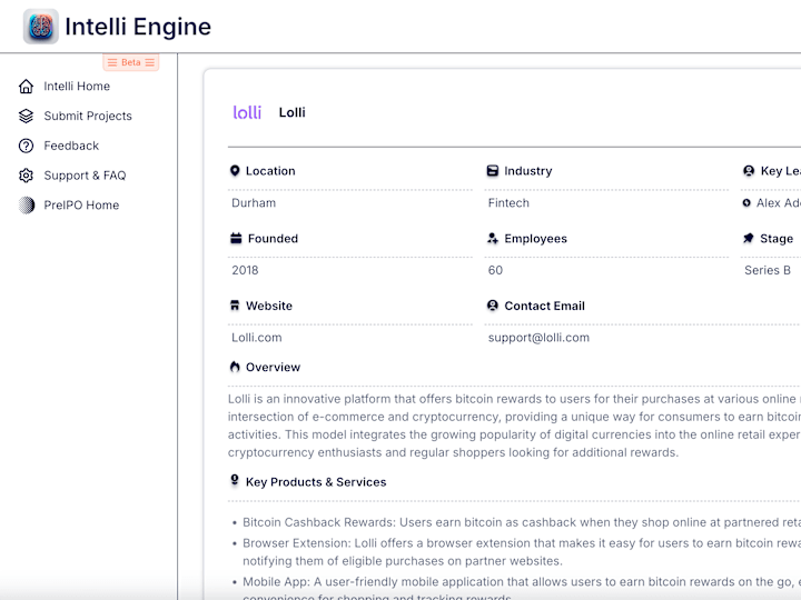 Cover image for Built a private market research platform "INTELLI"