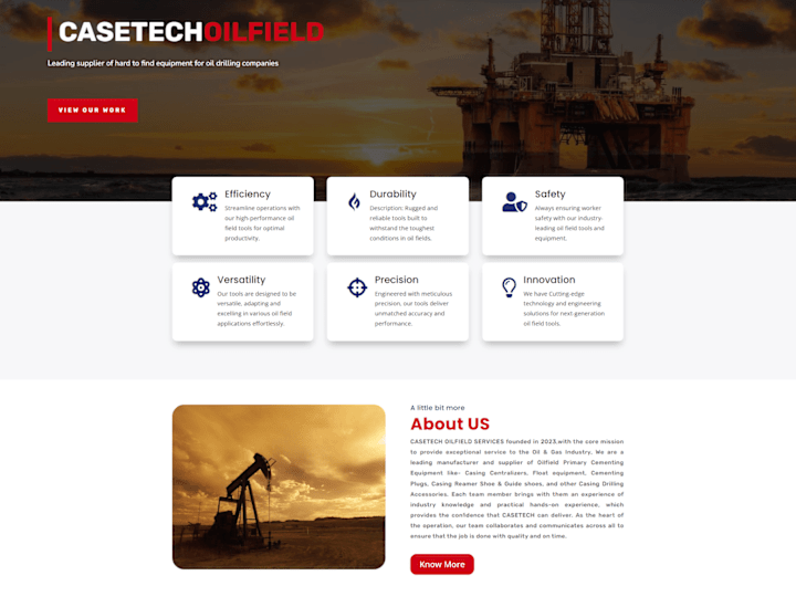 Cover image for Oilfield Tools Manufacturer Website