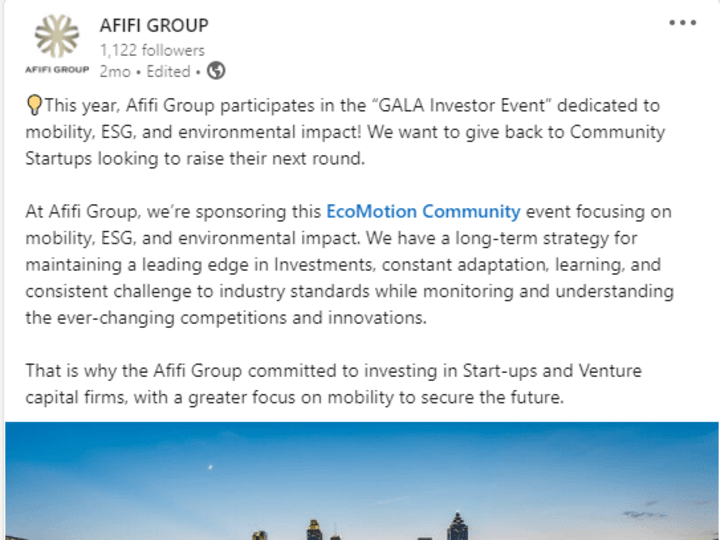 Cover image for Linkedin Post: Focusing on mobility, ESG, and environment.