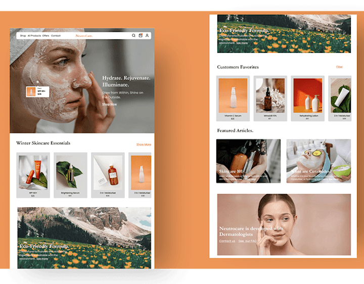 Cover image for Landing page design for a Skincare Brand :: Behance