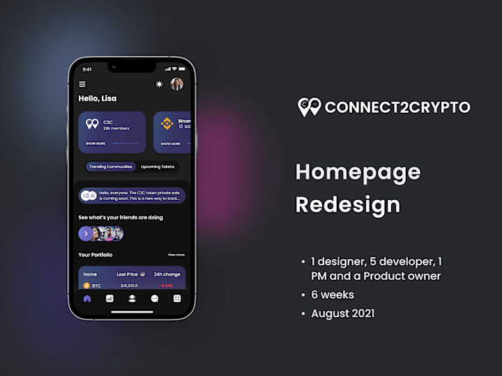 Cover image for Improving homepage for better user engagement of B2C Crypto App