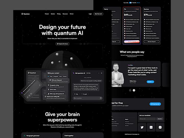 Cover image for Content writing AI Landing Page ui, ui design