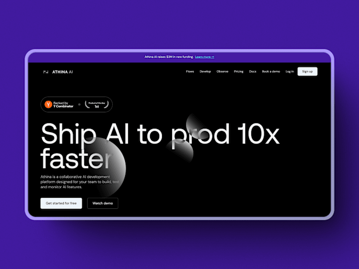 Cover image for Creative Landing Page for Athina.ai